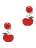 Silver Plated Small Red Apple - Crystal Clip on Earrings