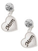 Silver Plated Script Mom Heart - Crystal Clip on Earrings