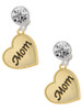 Gold-tone Script Mom Heart - Crystal Clip on Earrings