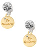 Gold-tone Te Quiero Disc - Crystal Clip on Earrings
