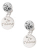 Silver Plated Je T'aime Disc - Crystal Clip on Earrings