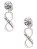Je T'aime Infinity Sign - Crystal Clip on Earrings: Color Choice - Red, Green, Blue, Purple, Pink, Clear, Black