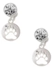 Silver Plated Bear Paw Silhouette - Crystal Clip on Earrings