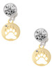 Gold-tone Bear Paw Silhouette - Crystal Clip on Earrings