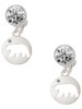 Silver Plated Bear Silhouette - Crystal Clip on Earrings: Color Choice - Red, Green, Blue, Purple, Pink, Clear, Black