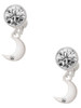 Silver Plated Small Crescent Moon - Crystal Clip on Earrings: Color Choice - Red, Green, Blue, Purple, Pink, Clear, Black