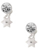 Silver Plated Hexagram Star - Crystal Clip on Earrings