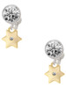 Gold-tone Hexagram Star - Crystal Clip on Earrings: Color Choice - Red, Green, Blue, Purple, Pink, Clear, Black