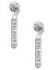 Silver Plated Balance Bar - Crystal Clip on Earrings: Color Choice - Red, Green, Blue, Purple, Pink, Clear, Black