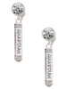 Silver Plated Guardian Angel Bar - Crystal Clip on Earrings