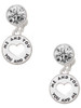 Silver Plated You and Me Disc - Crystal Clip on Earrings