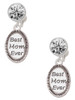 Best Mom Ever Oval - Crystal Clip on Earrings: Color Choice - Red, Green, Blue, Purple, Pink, Clear, Black