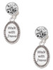 Silver Plated Walk with Jesus Oval - Crystal Clip on Earrings