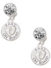 Silver Plated Baby on Board with Feet - Crystal Clip on Earrings: Color Choice - Red, Green, Blue, Purple, Pink, Clear, Black