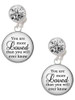 Silver Plated Domed You are more Loved - Crystal Clip on Earrings