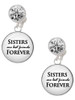Silver Plated Domed Sisters are Best Friends Forever - Crystal Clip on Earrings