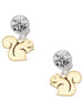 Gold-tone Squirrel - Crystal Clip on Earrings: Color Choice - Red, Green, Blue, Purple, Pink, Clear, Black