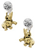 Gold-tone 3-D Elephant - Crystal Clip on Earrings: Color Choice - Red, Green, Blue, Purple, Pink, Clear, Black
