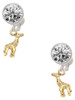 Gold-tone Mini Giraffe - Crystal Clip on Earrings