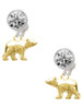 Gold-tone 3-D Bear - Crystal Clip on Earrings