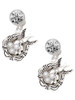 Silver Plated Birds Nest with Imitation Pearl Eggs - Crystal Clip on Earrings
