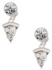 Silver Plated Pizza Slice - Crystal Clip on Earrings: Color Choice - Red, Green, Blue, Purple, Pink, Clear, Black