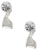Silver Plated 3-D Grand Piano - Crystal Clip on Earrings