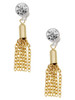 Gold-tone Small Tassel - Crystal Clip on Earrings