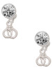 Silver Plated Mini Handcuffs - Crystal Clip on Earrings
