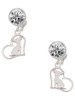 Silver Plated Chihuahua Silhouette Heart - Crystal Clip on Earrings