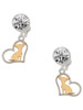 Two-tone Chihuahua Silhouette Heart - Crystal Clip on Earrings: Color Choice - Red, Green, Blue, Purple, Pink, Clear, Black