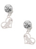 Silver Plated Labrador Silhouette Heart - Crystal Clip on Earrings: Color Choice - Red, Green, Blue, Purple, Pink, Clear, Black