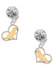 Two-tone Labrador Silhouette Heart - Crystal Clip on Earrings: Color Choice - Red, Green, Blue, Purple, Pink, Clear, Black