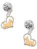 Two-tone Scottie Dog Silhouette Heart - Crystal Clip on Earrings: Color Choice - Red, Green, Blue, Purple, Pink, Clear, Black