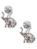 Silver Plated Elephant with Baby - Crystal Clip on Earrings