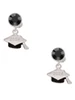 Silver Plated 3-D Graduation Hat with 2024 - Crystal Clip on Earrings