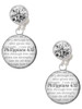 Silver Plated Domed Philippians 4:13 - Crystal Clip on Earrings: Color Choice - Red, Green, Blue, Purple, Pink, Clear, Black