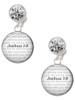 Silver Plated Domed Joshua 1:9 - Crystal Clip on Earrings: Color Choice - Red, Green, Blue, Purple, Pink, Clear, Black