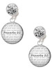 Silver Plated Domed Proverbs 3:5 - Crystal Clip on Earrings