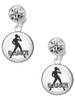 Silver Plated Domed Jazz Girl with Hat - Crystal Clip on Earrings: Color Choice - Red, Green, Blue, Purple, Pink, Clear, Black