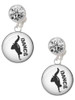 Silver Plated Domed Hip Hop Handstand Dance - Crystal Clip on Earrings: Color Choice - Red, Green, Blue, Purple, Pink, Clear, Black