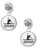 Silver Plated Domed Contemporary Dance Splits - Crystal Clip on Earrings: Color Choice - Red, Green, Blue, Purple, Pink, Clear, Black