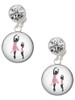 Silver Plated Domed Ballet Dance Instructor - Crystal Clip on Earrings: Color Choice - Red, Green, Blue, Purple, Pink, Clear, Black