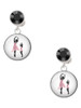 Silver Plated Domed Ballet Dance Instructor - Crystal Clip on Earrings