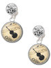 Silver Plated Domed Music - Cello - Crystal Clip on Earrings: Color Choice - Red, Green, Blue, Purple, Pink, Clear, Black