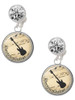Silver Plated Domed Music - Electric Guitar - Crystal Clip on Earrings: Color Choice - Red, Green, Blue, Purple, Pink, Clear, Black