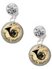 Silver Plated Domed Music - French Horn - Crystal Clip on Earrings: Color Choice - Red, Green, Blue, Purple, Pink, Clear, Black