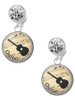 Silver Plated Domed Music - Guitar - Crystal Clip on Earrings: Color Choice - Red, Green, Blue, Purple, Pink, Clear, Black