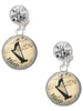 Silver Plated Domed Music - Harp - Crystal Clip on Earrings: Color Choice - Red, Green, Blue, Purple, Pink, Clear, Black