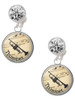 Silver Plated Domed Music - Trumpet - Crystal Clip on Earrings: Color Choice - Red, Green, Blue, Purple, Pink, Clear, Black